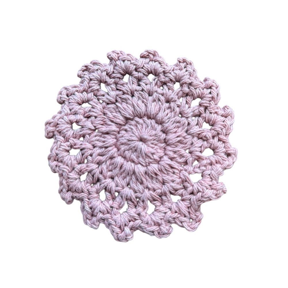Set of 4 Elegant Pink Crochet Coasters - Picture 7 of 8